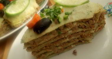 Рецепт Блинного тортика с печенью и шпинатом