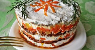 Рецепт Печеночного торта из говяжьей печени