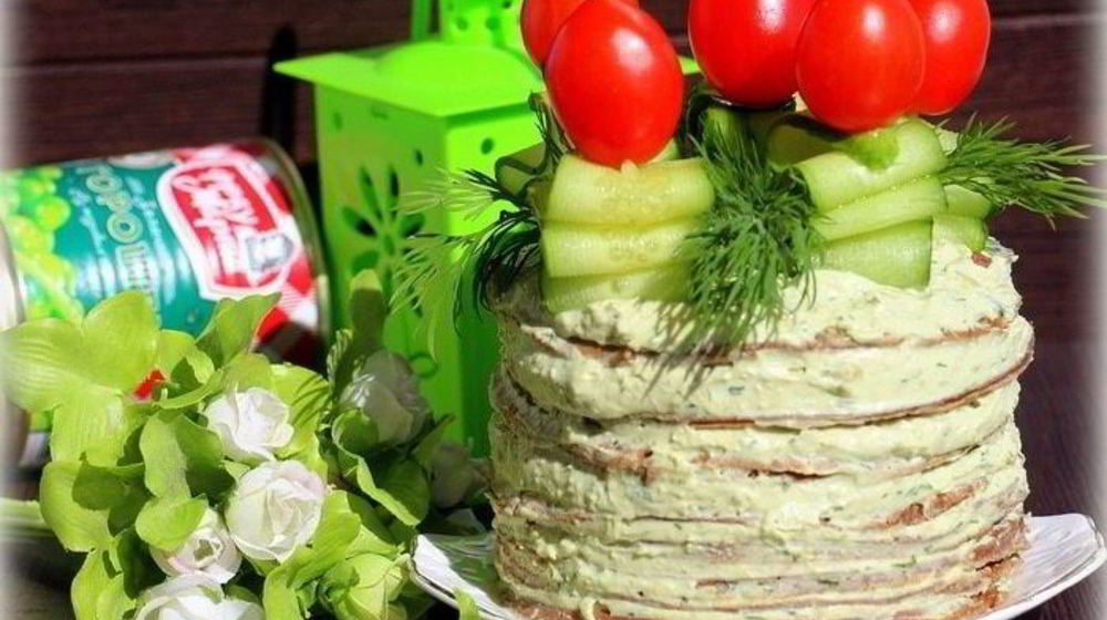 Как приготовить печеночный торт с нежным гороховым паштетом