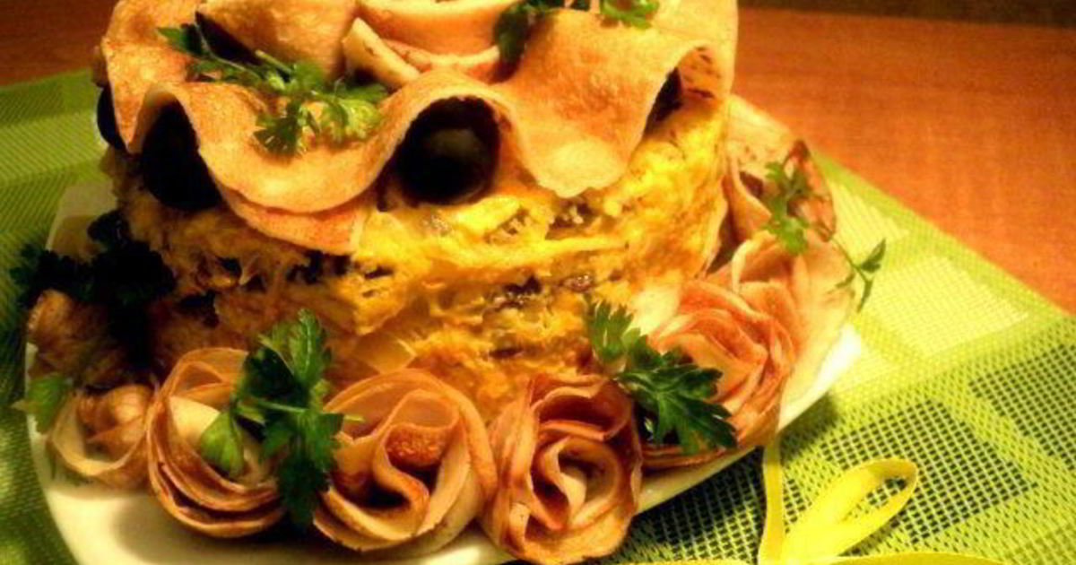 Блинный Торт С Курицей С Фото