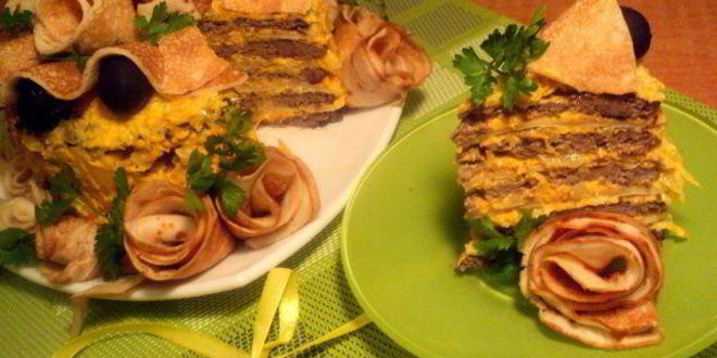 Рецепт закусочного блинно-печеночный торт