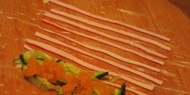 Рецепт роллов полосатики с крабовыми палочками