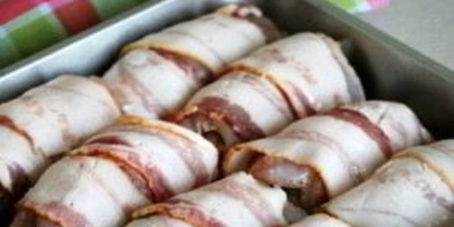 Рецепт куриных рулетиков в беконе