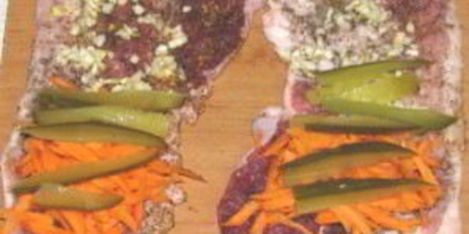 Рецепт мясного рулета с овощами