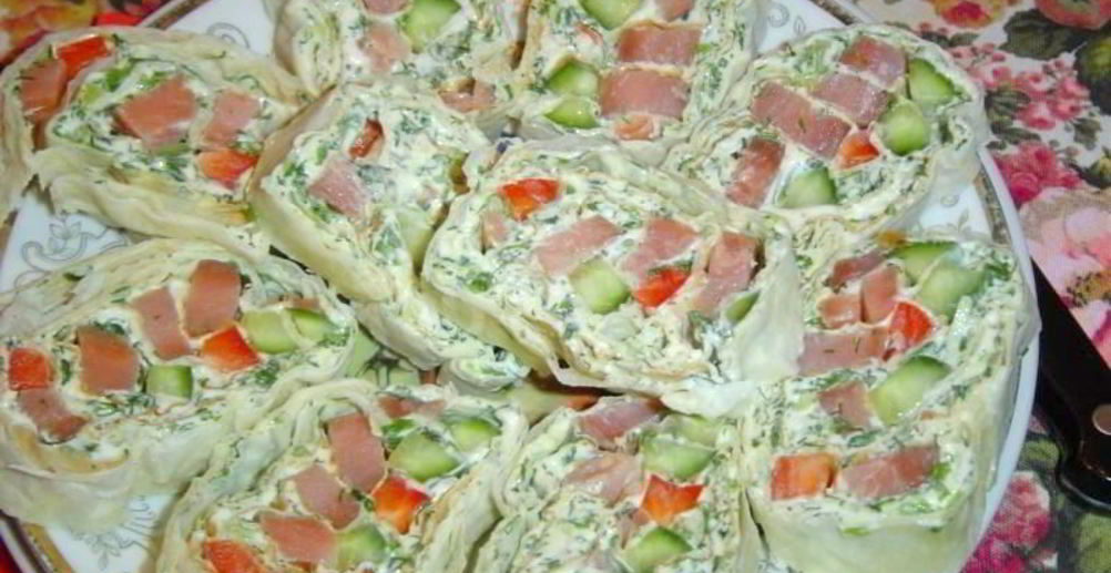 Рецепт рулет из лаваша с икринкой