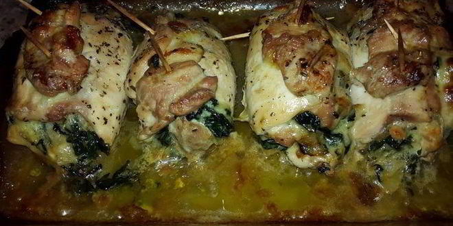 Рецепт рулетиков из курицы со шпинатом и картофельное пюре