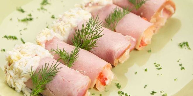 Рецепт рулетиков из ветчины