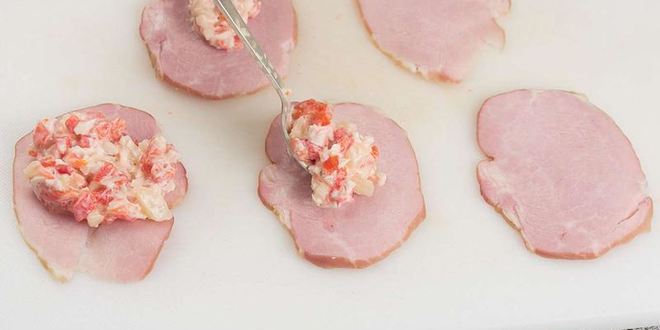 Рецепт рулетиков из ветчины
