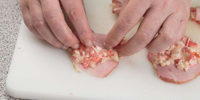 Рецепт рулетиков из ветчины