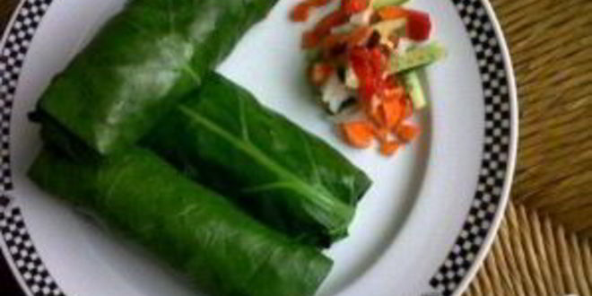 Рецепт вегетарианских рулетиков из листовой капусты