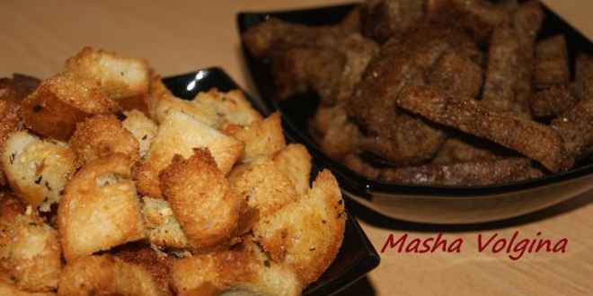 Рецепт сухариков белых и черные