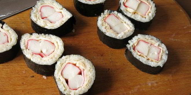 Рецепт суш яблоки с крабовыми палочками