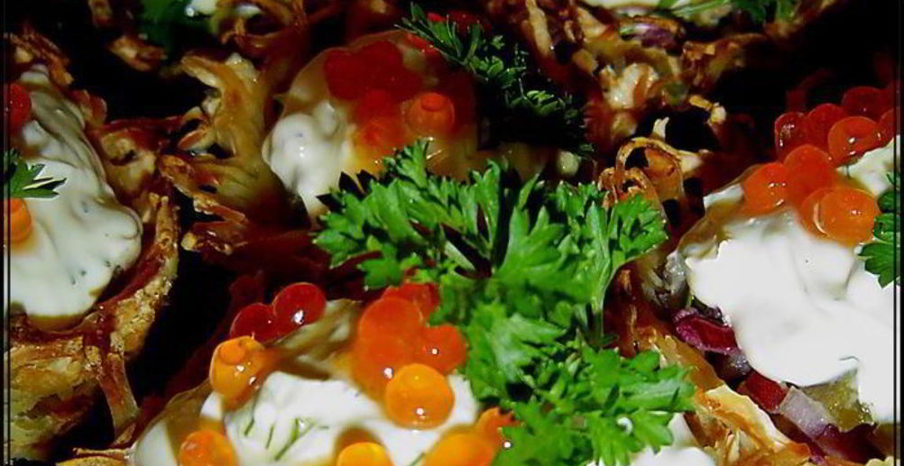 Рецепт тарталетки с семгой и икрой