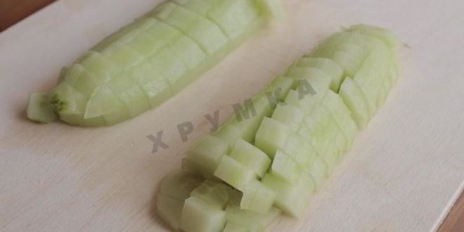 Рецепт тарталеток с крабовыми палочками кукурузой и огурцом