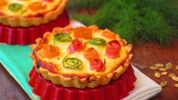 Рецепт Тарталеток с овощами и йогуртовой заливкой