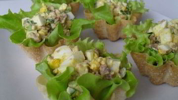 Рецепт Тарталеток с печенью трески и яйцом