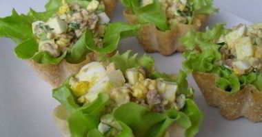 Рецепт Тарталеток с печенью трески и яйцом