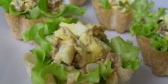 Рецепт тарталеток с печенью трески и яйцом