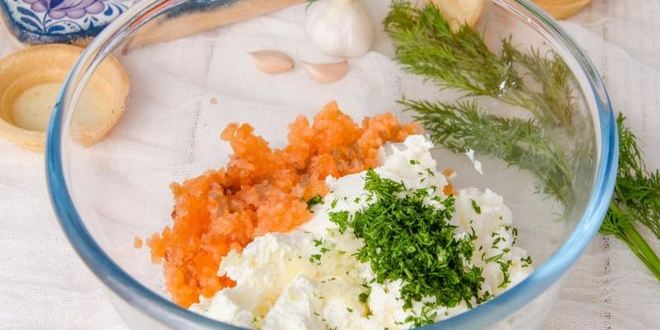 Рецепт тарталеток с семгой и сыром