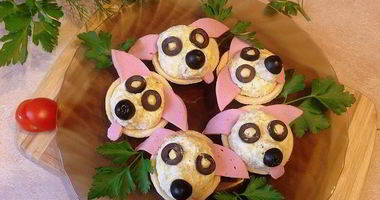 Рецепт Закуски в тарталетках Собачки