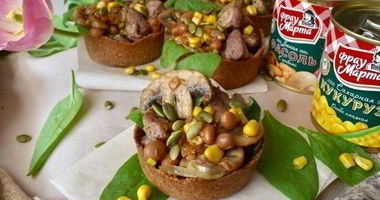 Рецепт Мини-тартов с салатом из индейки и овощей