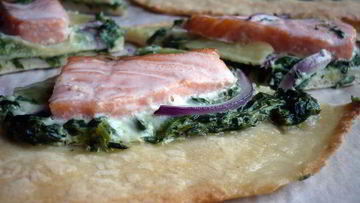 Рецепт Тарта с семгой и шпинатом Цветы за окном