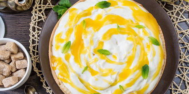 Рецепт творожного тарта с персиками