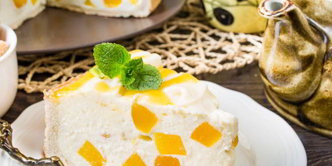 Рецепт творожного тарта с персиками