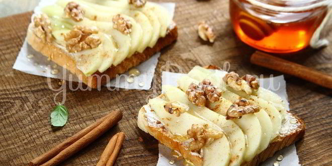 Рецепт тостов с грушей и медом