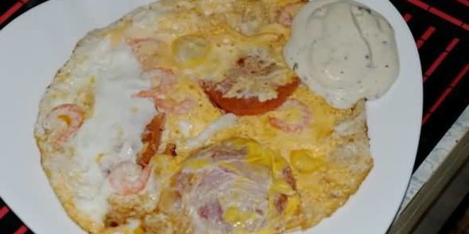 Рецепт яичницы с креветками