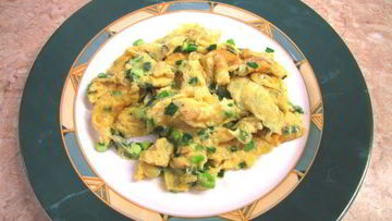 Рецепт Яичницы с зеленым луком на завтрак в субботу