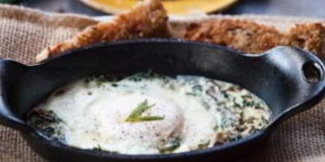 Рецепт яичницы со шпинатом и грибами в духовке