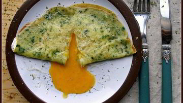 Рецепт Яичницы в шпинатных блинчиках