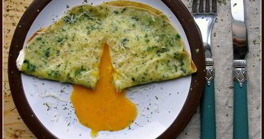 Рецепт Яичницы в шпинатных блинчиках