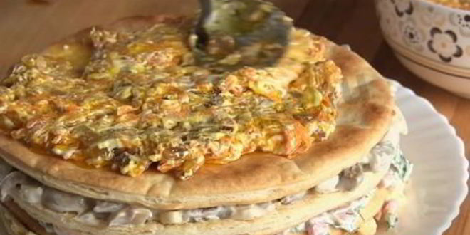 Рецепт закусочного торта наполеон праздничный