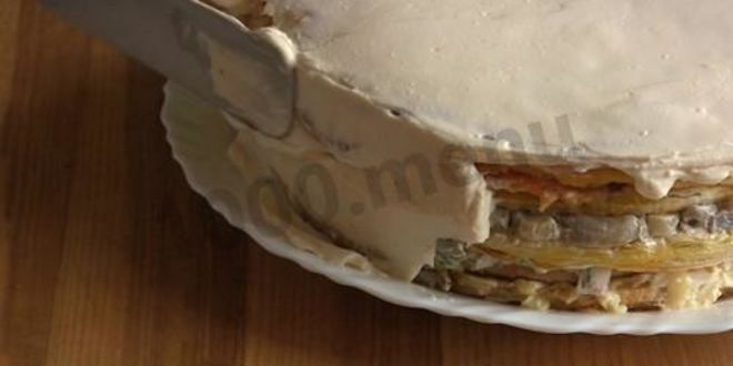 Рецепт закусочного торта наполеон праздничный