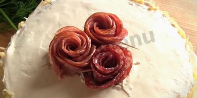 Рецепт закусочного торта наполеон праздничный