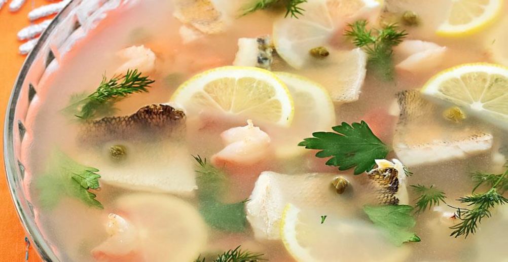 Рецепт заливное из судака с креветками