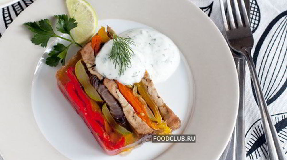 Как приготовить заливное — террин из запеченных овощей