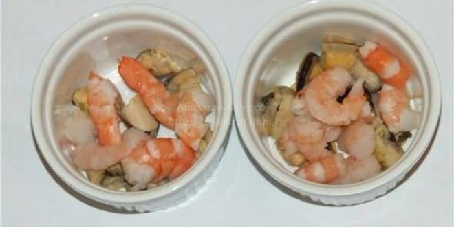 Рецепт жульена с мидиями и креветками